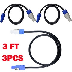 3Pc 3ft 16AWG Stage Lighting Fixture PowerCon-Compatible Power-Through Cable HOT