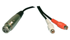 XLR Female 3-Pin Connector to 2-RCA Jacks Stereo Microphone Adapter 1′ Cable NEW