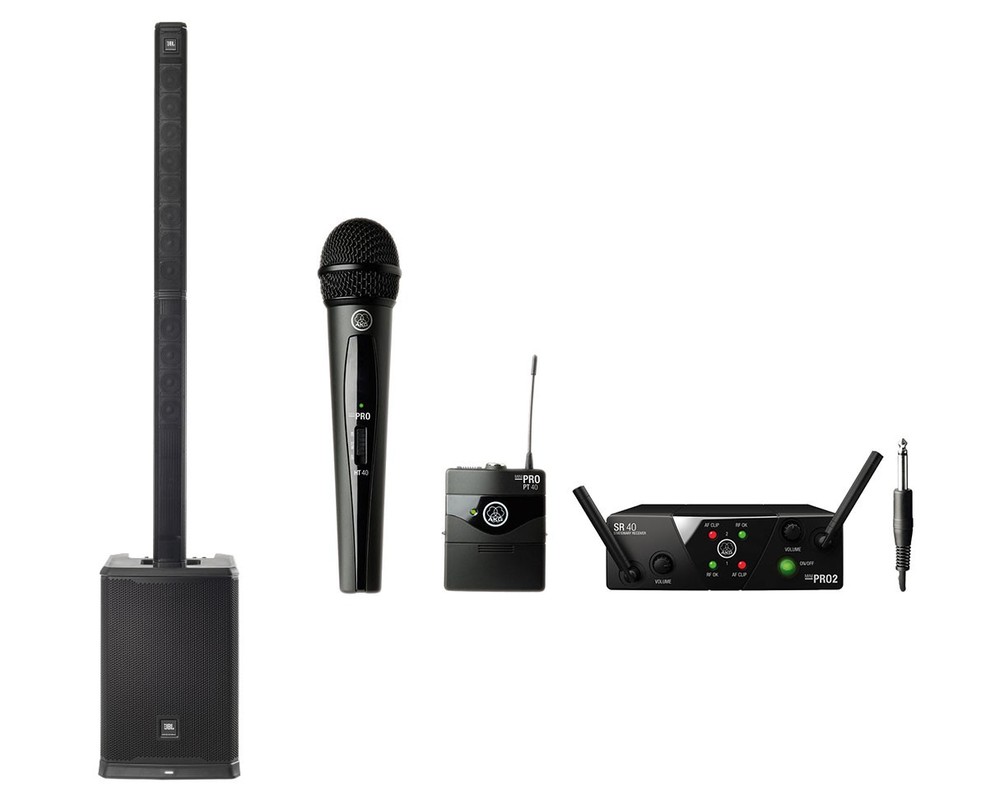 JBL PRX ONE Powered Speaker/Sub System +AKG WMS40 Mini Vocal/Instrument Dual Set