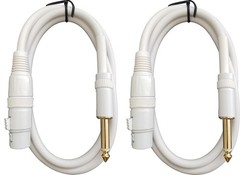 White 2 Pack 3 Ft 1/4″ TS to XLR Female White Microphone Cables E802xx Series Nw