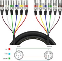 6 Channel Colored XLR Snake Cables 3 Feet – Shielded Audio Frequency Control …