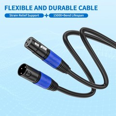 Jozzai XLR Cable 50ft 2 Packs – Premium Balanced 50 FT, 2Packs, Black