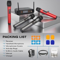 4-Channel Wireless Microphone System – Karaoke, Party, Meeting, DJ, Wedding
