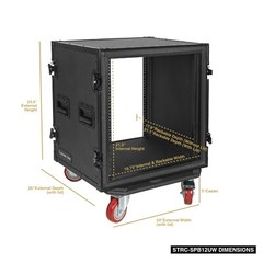 Sound Town Shock Mount 12U Plywood Rack Case w/ 21″ Depth-Black (STRC-SPB12UW)