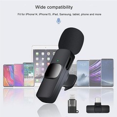 Wireless Lavalier Microphone Audio Video Recording Mini Mic For Android, iPhone