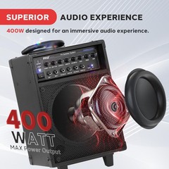 Wireless Portable PA Speaker System – 400W Bluetooth 8″ – 400w, Black