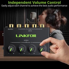 4 Channel Stereo Audio Mixer CX400 Metal Shell Support RCA Input and Output M…