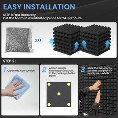 26 Pack Sound Proof Foam Panels for Walls, 12″ X 12″ X 2″ Pyramid Acoustic Foam