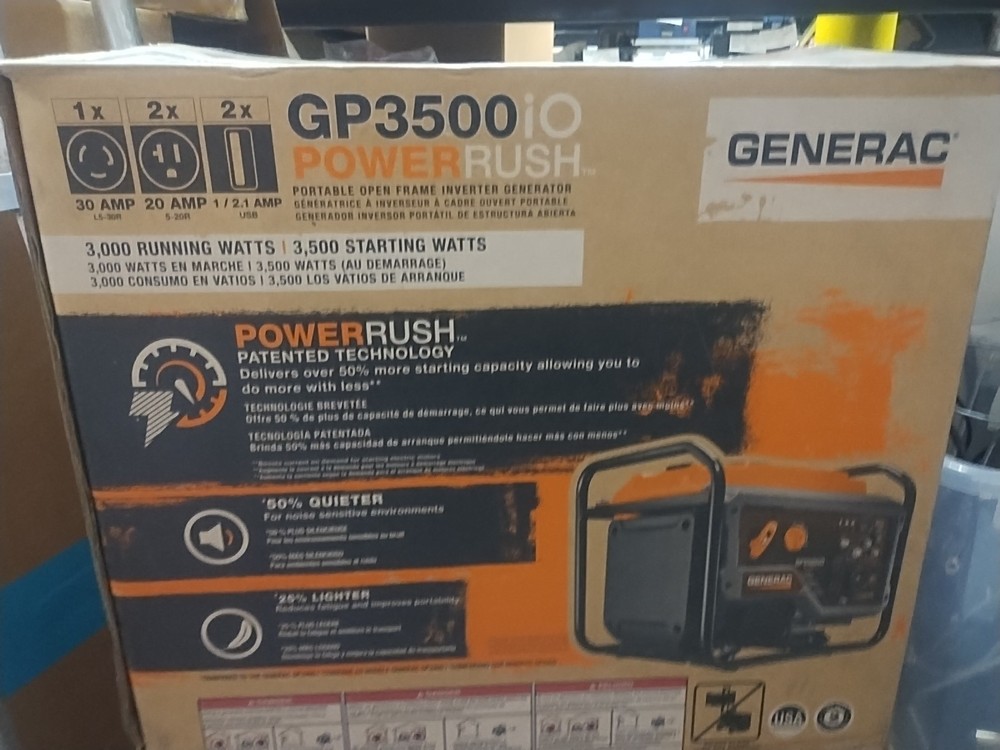 Generac GP3500 Power Rush. Portable Open Frame Inverter.