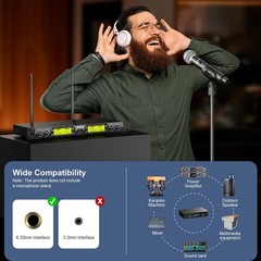 4-Channel UHF Wireless Microphone System with 4 Handheld Mics for Events