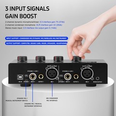 Microphone Preamp Mic Booster 4 Input Max 25db DI Box with 48V Phantom Power …