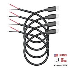 USB C to 2 Pin Bare Wire Open End Power USB Type C Male – 30cm/11inch (4Pcs)