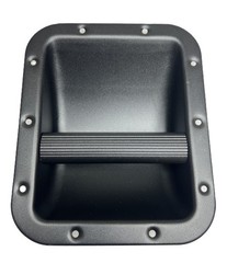 (2) Two Black Heavy Duty Medium 8″ x 7″ Metal Recessed Bar Handles w/ Grip 13 ga