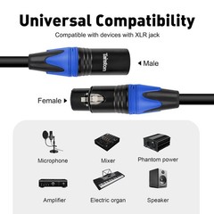 6 FT Premium 3 Pin XLR Balanced Microphone Audio Cable
