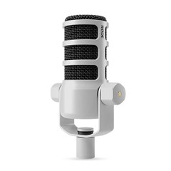 RDE PodMic White Dynamic Microphone with Integrated Shock Mount and Pop Filter