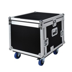 PRORECK 8U 20″ Slant Mixer Rack Road Case DJ Audio Gear with Wheels