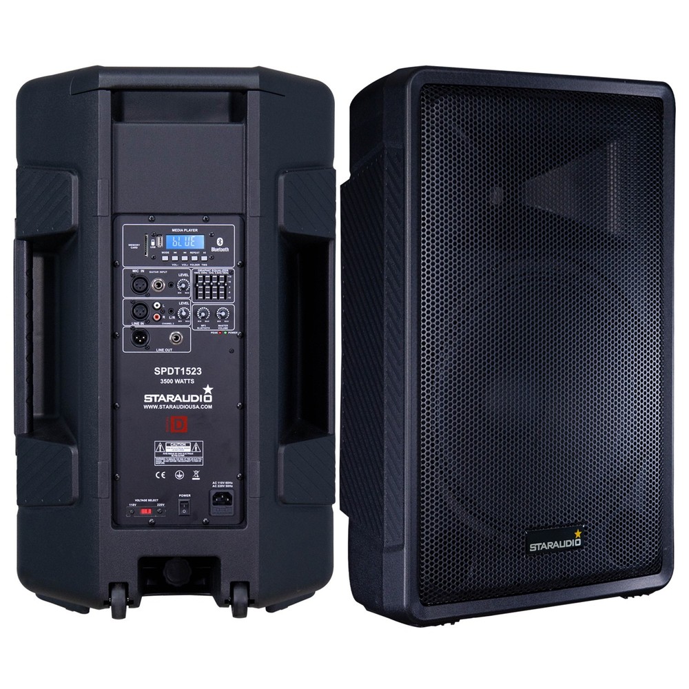 2-Way 15″ Active Bluetooth Speaker PA 3500W Peak Power Studio Speaker W/ TWS USB