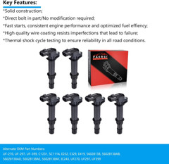 Ignition Coil Pack of 6 for 2002-2008 Jeep Liberty Grand Cherokee Dodge Ram 150