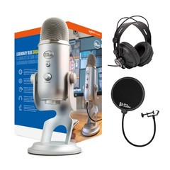 Blue Microphone Yeti USB Mic Headphones Bundle (Silver)