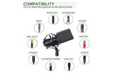 Microphone Pop Filter Shock Mount Anti Vibration Mic Suspension Holder Clip Foam