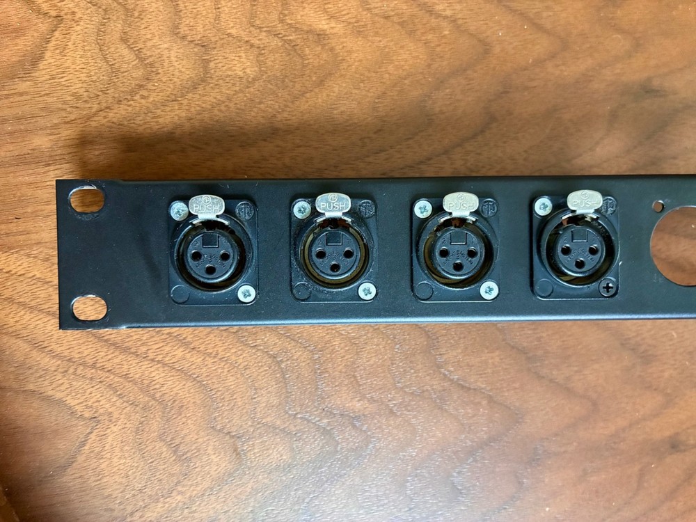 Redco 19″ 1U XLR Rack Panel w/ 4 Neutrik NC3FD-LX-B Female connectors