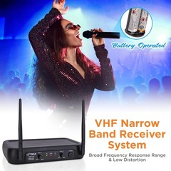 Pyle PDWM2135 VHF Fixed Frequency Wireless Microphone System +Adjustable Volume