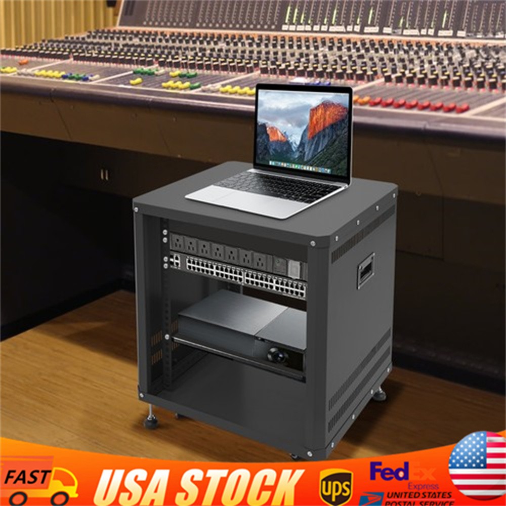 12U AV Rack Stand with Caster Wheels Network Stereo Recording Studio Rack