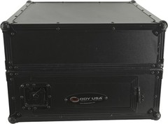 Odyssey FRGS802BL Black 10U Top Slanted 2U Vertical Combo Rack with Gliding Plat