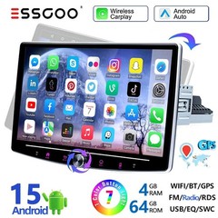 10″ Single DIN Android 15 BT Car Stereo Radio Carplay GPS Rotatable Screen 4+64G