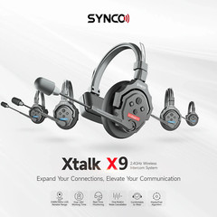 US SYNCO Xtalk X9 Wireless Intercom Headset System 2.4GHz Full Duplex 9-Person