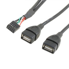 Dual USB 2.0 A Female to 9 pin Female“ USB Header Motherboard Cable 15cm to 50cm