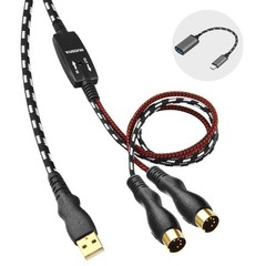 MIDI Cable, MIDI to USB Interface Cable 4.5FT,MIDI Interface in-Out to USB Cord