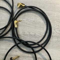 NEW gold pancake right-angle Eminence connectors, 1/4″ TS, 5ft Cables Guitar/Amp