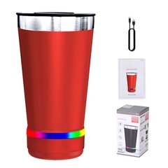 Stainless Steel Bluetooth Tumbler 16oz Bluetooth LED Speaker Cup FM Radio USB TF