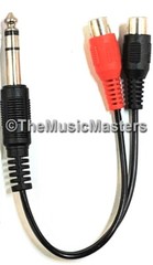 6 inch 1/4″ Male Stereo Plug to Dual RCA Jacks (F) Premium Audio Cable Wire Cord