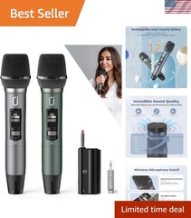 Wireless Microphones, Professional UHF Dual Microphones for Karaoke, Wireless…