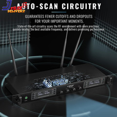 Phenyx Pro Wireless Microphone System Quad Channel Wireless Mic w/ 4×40 UHF NEW