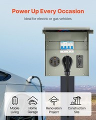 VEVOR Temporary Power Outlet Panel, Weatherproof RV Electrical Breaker Box wi…