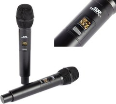 Monoprice Wireless Mic System Dual Handheld 200-Channel UHF for Karaoke Church