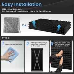 Focusound Pyramid Acoustic Foam Panels 48x24x2 Soundproof Noise Cancelling