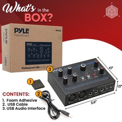 Pyle Professional USB Audio Interface with MIC, Guitar, AUX Stadard, Standard