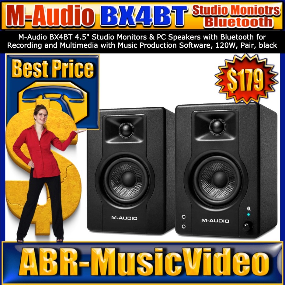 M-Audio BX4 4.5-inch Bluetooth Powered Studio Monitor/ 1 Year Manufacture Warran