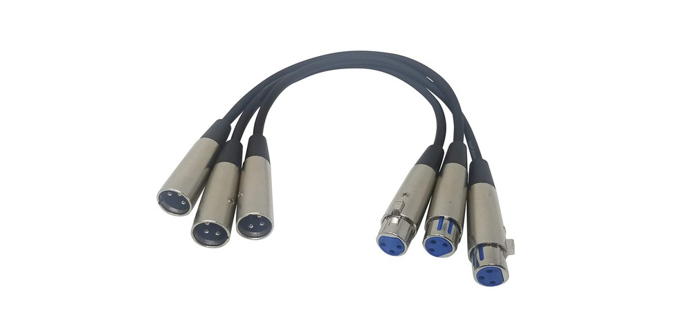 Three Pack Of 1 Foot Xlr 3p Male/female Microphone Cables