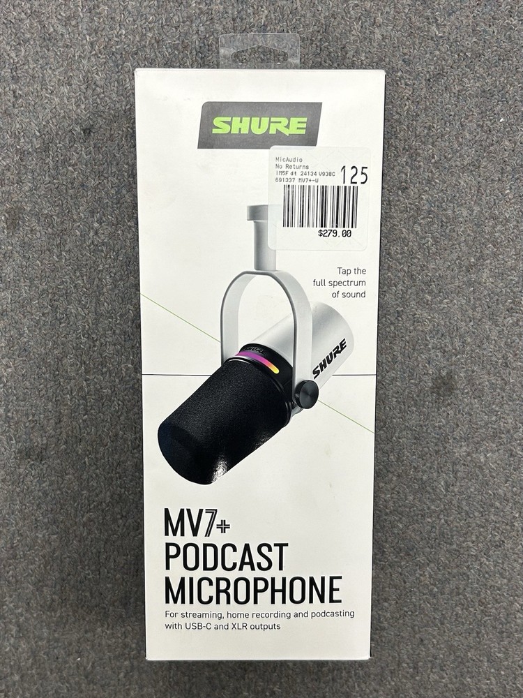 Shure MV7+ Dynamic Podcast Microphone USB-C XLR – White
