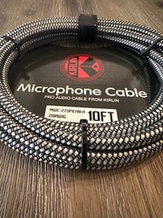 XLR Microphone Cable – Woven Charcoal Gray 10ft Kirlin Male to Female-20AWG New