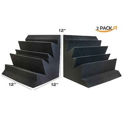 Acoustic Foam Bass Trap Studio Soundproofing Corner Wall 2 Pc(Charcoal) 12x12x12