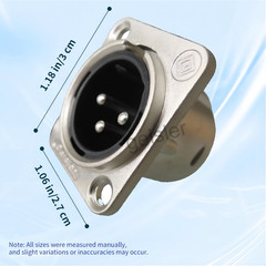 25Pcs XLR 3Pin Male Panel Mount Chassis Connector Nickel Plated Housing Silver