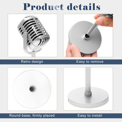 2 Pack Retro Microphone Props Model, 6.7X3.1In Antique Microphone Prop with Stan