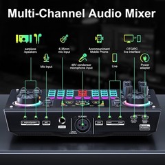 Professional Podcast Bundle with DSP Sound Card and Audio Mixer, 3.5mm Conden…