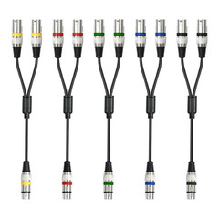 5Pack 5 Color 1.5FT XLR Female to Dual Male Y Splitter Cable, Female to 2 Male 3